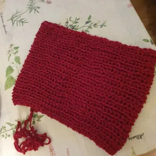 Buff cuello lana abrigo granate artesanal