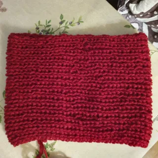 Buff cuello lana abrigo granate artesanal