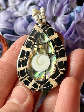 Colgante Vintage Abalone y Ojo de Shiva