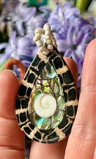 Colgante Vintage Abalone y Ojo de Shiva