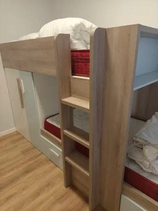 Cama Tren con Armario y Cajones
