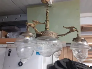 Lámpara bronce cristal tallado