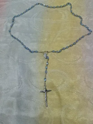 Rosario con Madonnina Azzurro Argento