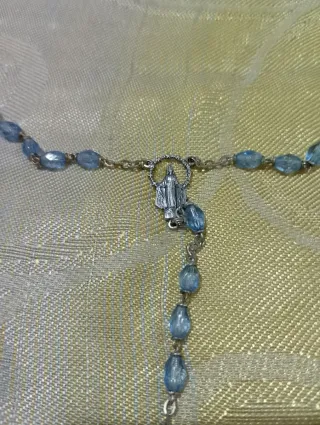 Rosario con Madonnina Azzurro Argento