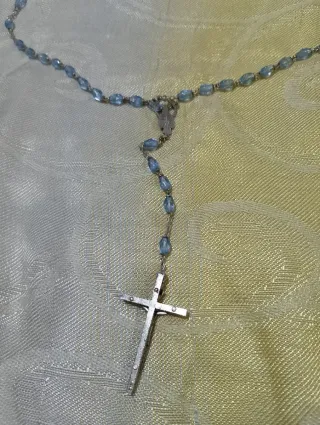 Rosario con Madonnina Azzurro Argento