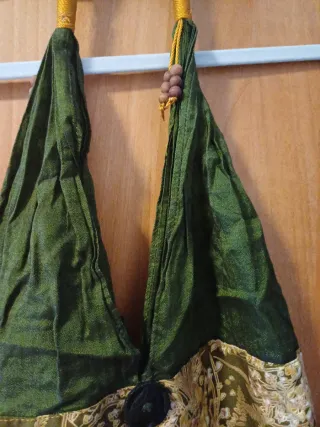 Borsa donna floreale verde e oro