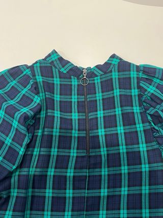 Blusa cuadros manga abullonada