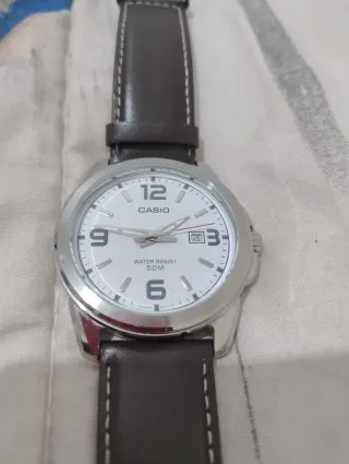 Orologio Casio Uomo Pelle Marrone Bianco