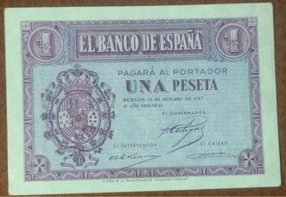 Billete 1 peseta Banco de España 1937