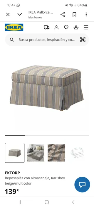 Reposapiés con almacenaje a rayas