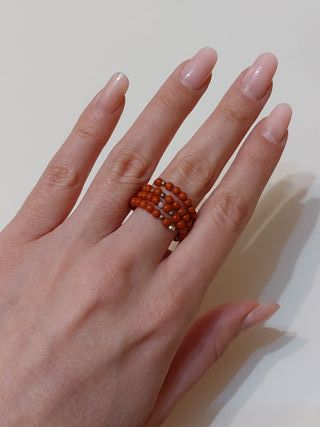 Anello corallo arancione e argento