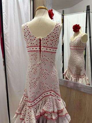 Traje Flamenca Niña Blanco y Rojo