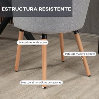 Silla Comedor Tapizada Lino Sintético