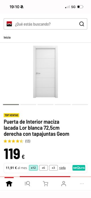 Puerta Maciza Izquierda 72,5 cm