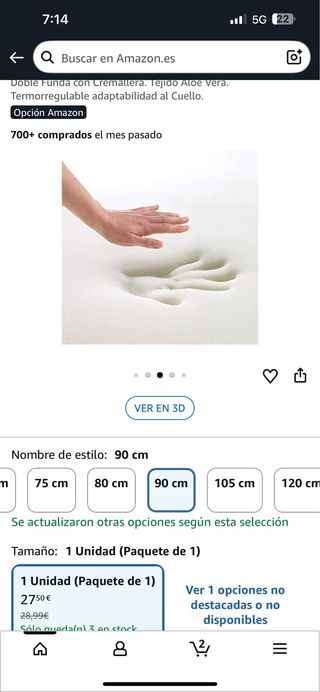 Almohada Todocama Viscoelástica 90cm