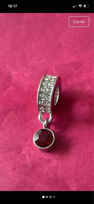 Colgante Charm Plata con Circonitas y Piedra Roja