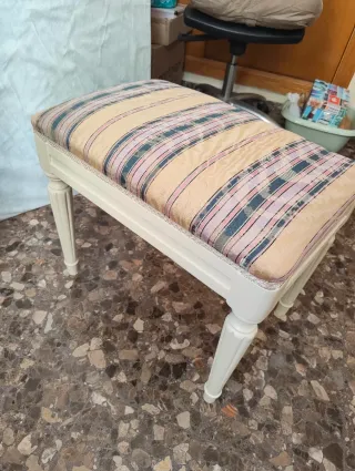 Banqueta Taburete Tapizado Rayas