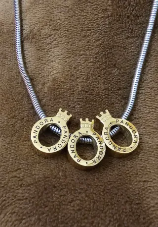 Colar Pandora Bicolor Dourado e Prateado