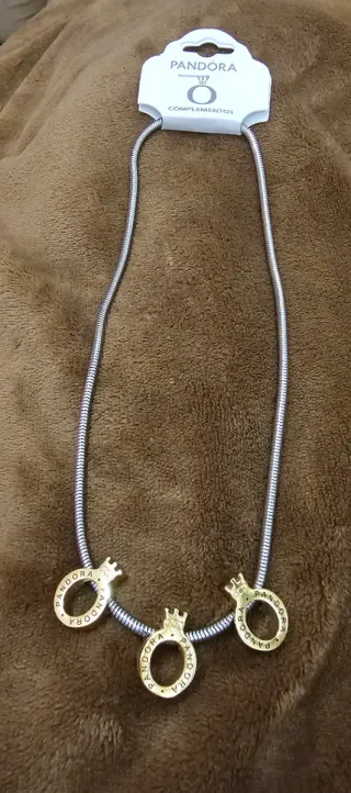 Colar Pandora Bicolor Dourado e Prateado