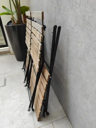 Mesa y 2 Sillas Exterior Madera y Metal