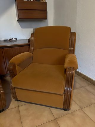 2 Sillones Antiguos Terciopelo Madera