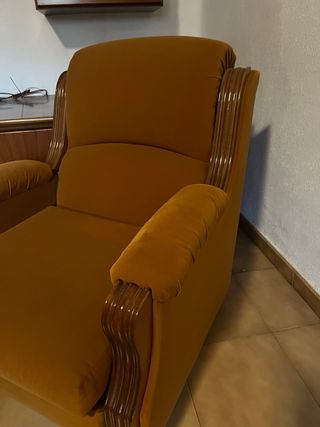 2 Sillones Antiguos Terciopelo Madera