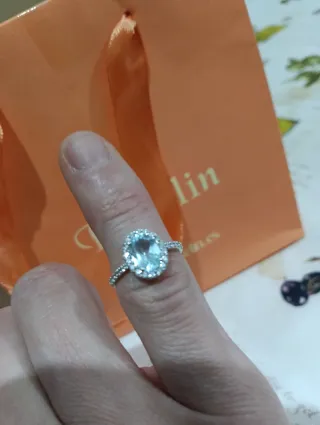 Anillo Oro 18k Agua Marina Roselin, talla 13