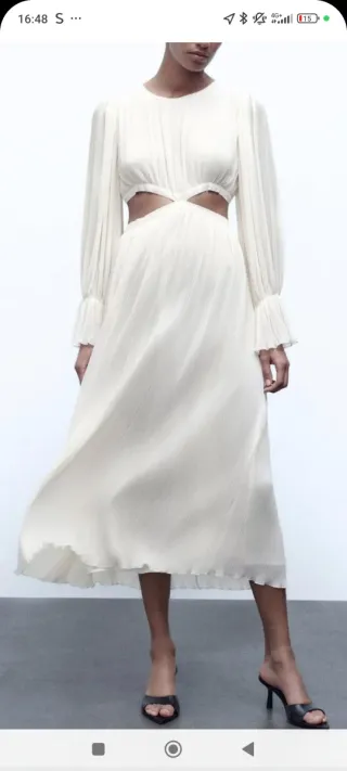 Vestido Zara plisado cut out blanco Talla Xl