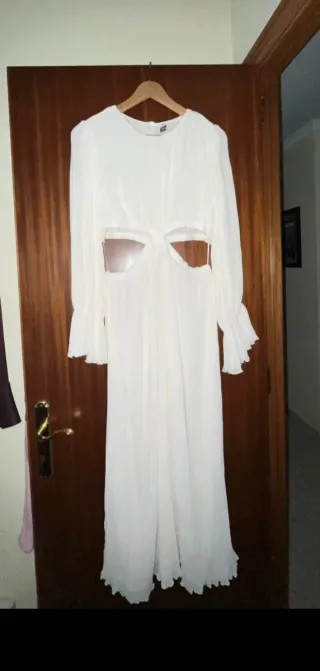 Vestido Zara plisado cut out blanco Talla Xl