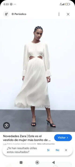 Vestido Zara plisado cut out blanco Talla Xl