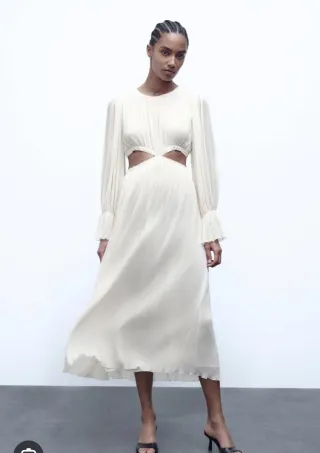 Vestido Zara plisado cut out blanco Talla Xl