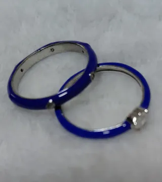 Anillos Love Corazón Diamante Azul Plata