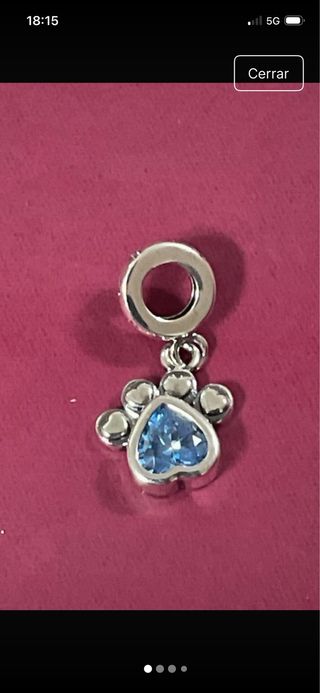 Colgante Patita Corazón Azul Plata