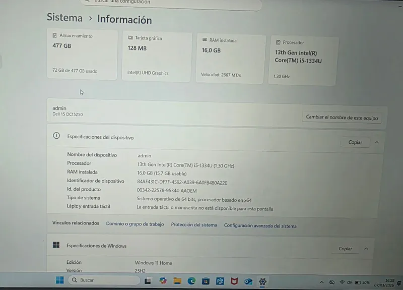 Portátil Dell Negro afbeelding 5