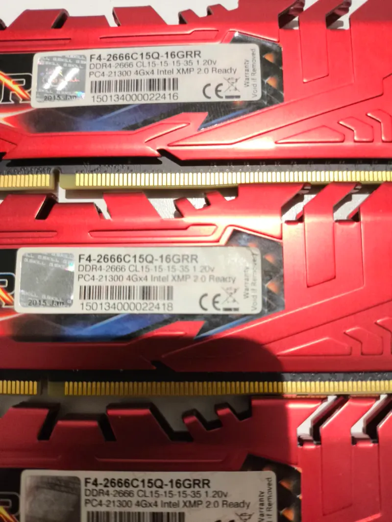 4x G.Skill DDR4 2666MHz 16GB (4x4GB) Roja afbeelding 3