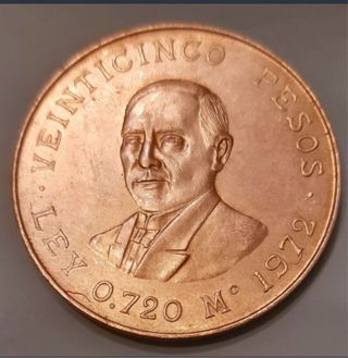 Moneda 25 Pesos Mexicanos Plata 1972