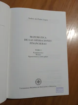 Matemática de Las Operaciones Financieras I