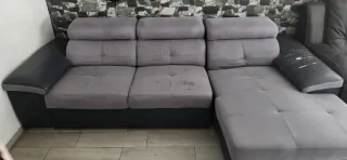 Sofá modular gris y negro