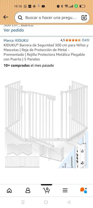 Barrera de seguridad para bebés 2,40 metros.