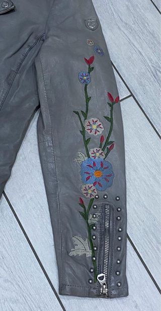 Giacca pelle Gipsy donna chiodo biker grigio moto