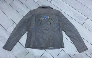 Giacca pelle Gipsy donna chiodo biker grigio moto