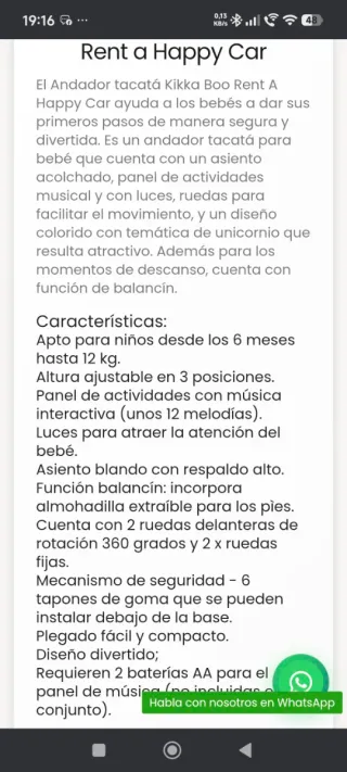 Andador Kikka Boo Happy Car