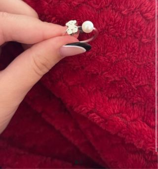 Anillo Tous Oso y Perla Ajustable Plata