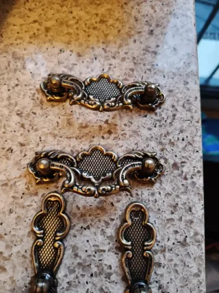 Lote de 4 tiradores vintage dorados antiguo