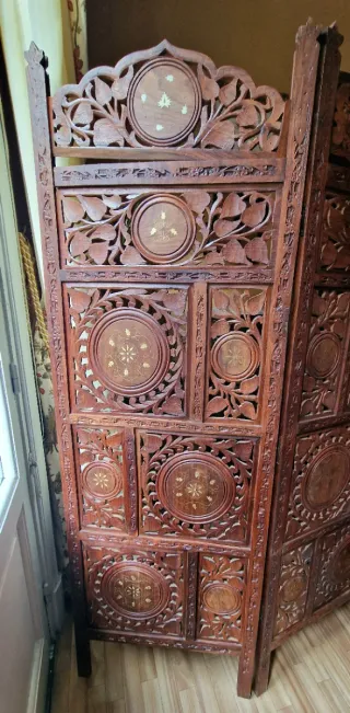 Biombo Indu de Madera de Teca tallada