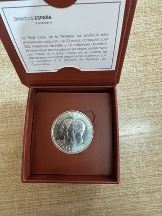 Moneda 30 euros plata peregrino Camino estuche