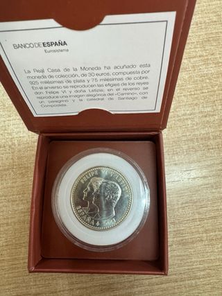 Moneda 30 euros plata peregrino Camino estuche
