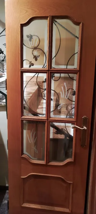 Puerta interior madera con cristal 73x203