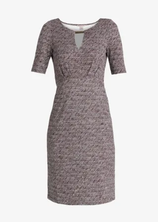 Vestido gris y rosa con escote