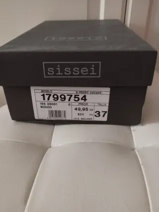 Sandalias de tacón moradas y plateadas T.37